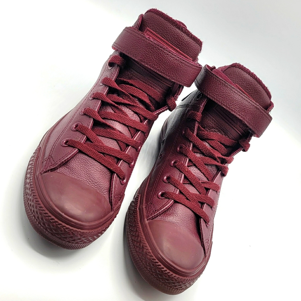 Leather Burgundy Hi-Top Chucks
